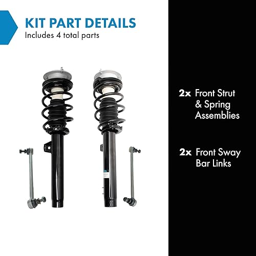 Miniatura 603 de TRQ Kit de suspensión delantera, conjunto de amortiguadores y resortes, barra estabilizadora, enlace estabilizador compatible con Chevrolet