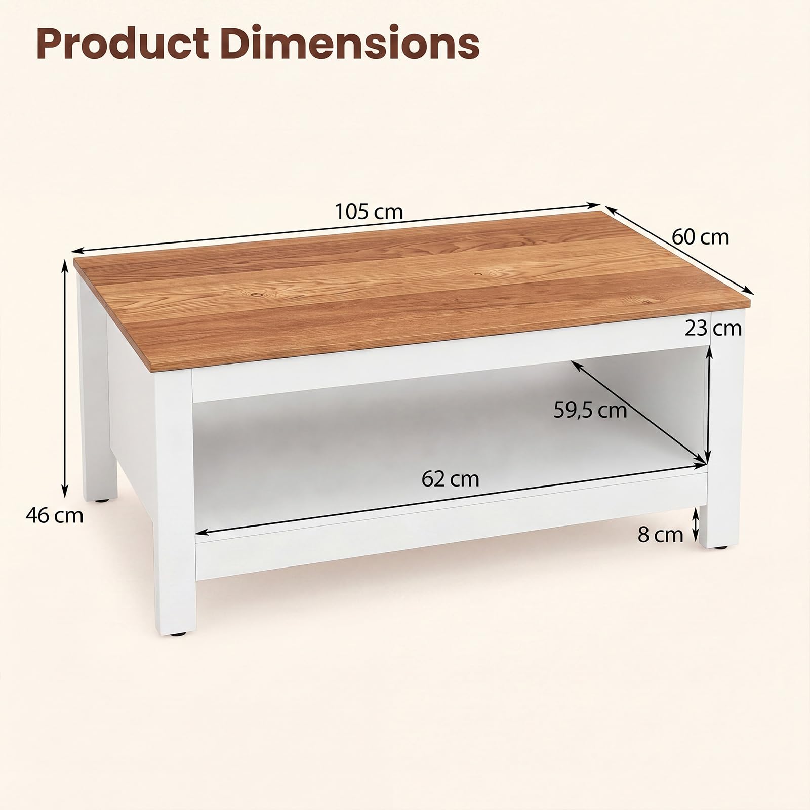 SOARS Table Basse Bois Rectangulaire 2 Niveaux, Bout de Canapé Moderne