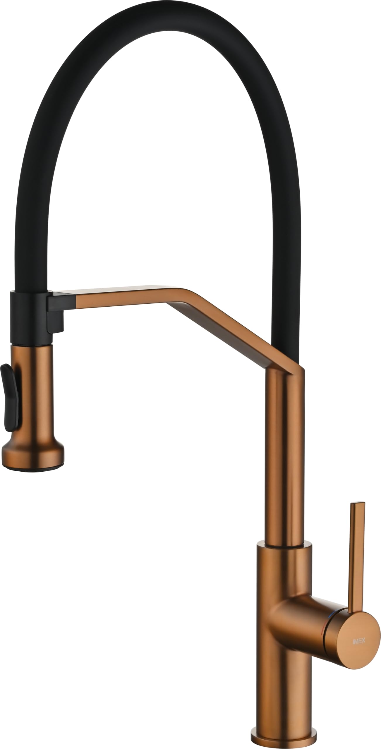 IMEX - Grifo Cocina Extraíble Oro Rosa | Grifo Monomando Fregadero con Doble Difusor | Griferia Cocina con Ducha Flexible 360º | Grifería en Latón | Serie Véneto | Color Oro Rosa Cepillado