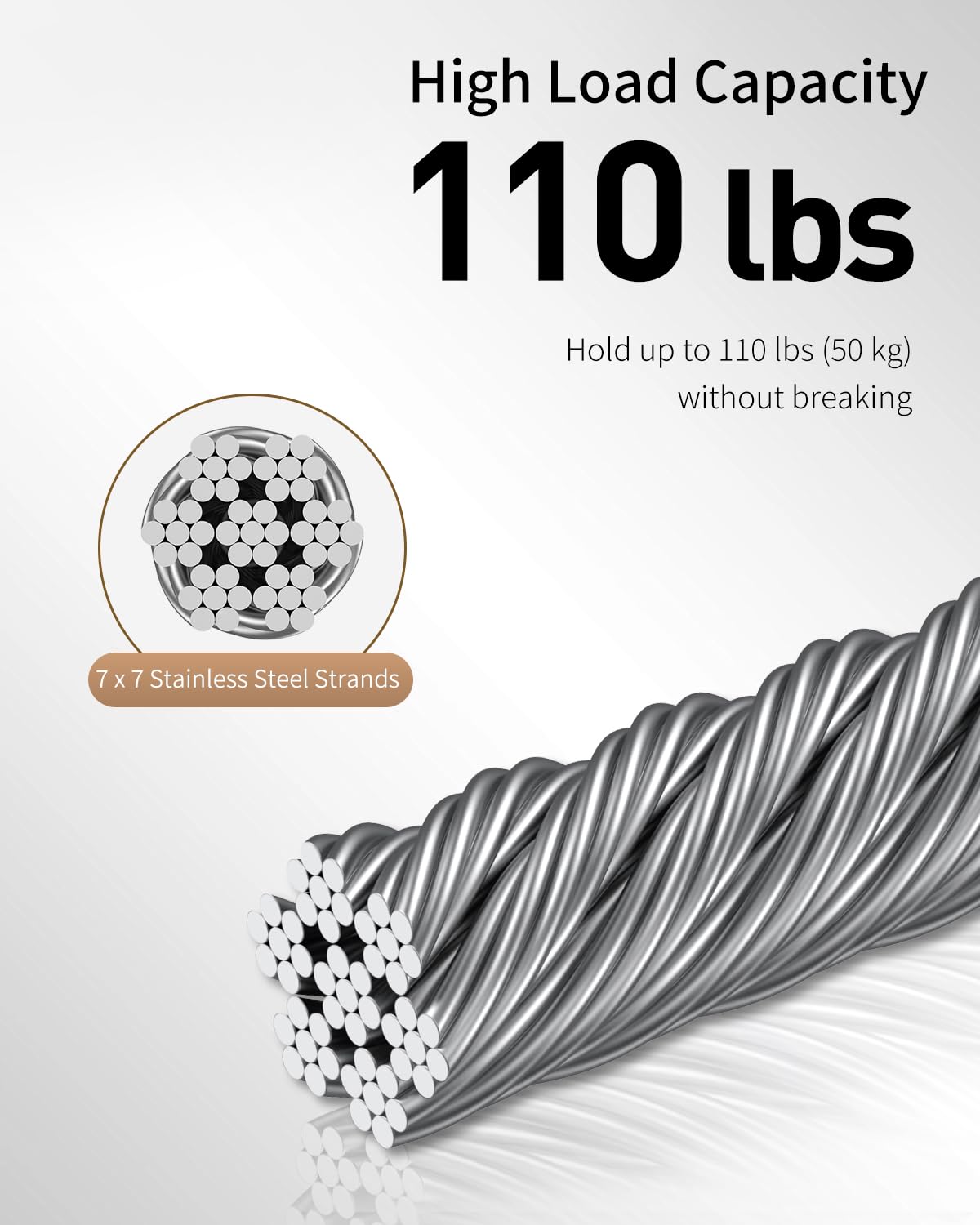 Uniclife Picture Hanging Wire, 30 m x 1 mm, Picture Wires with Crimping Sleeves, Stainless Steel Wires Rope for up to 50 kg - Image 3