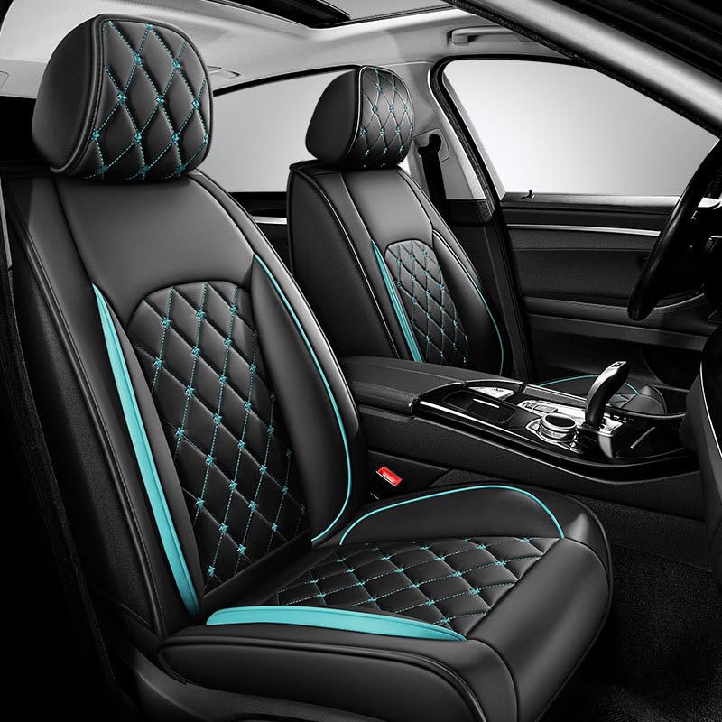 RCLON Coche Fundas Asientos para Toyota Prado 7-Seats (J120) 3. Gen 2006-2009, Cuero Funda Asiento Lujosa Duradera Cómodo Interior Accesorios,A/Front Seats-A/Black Green