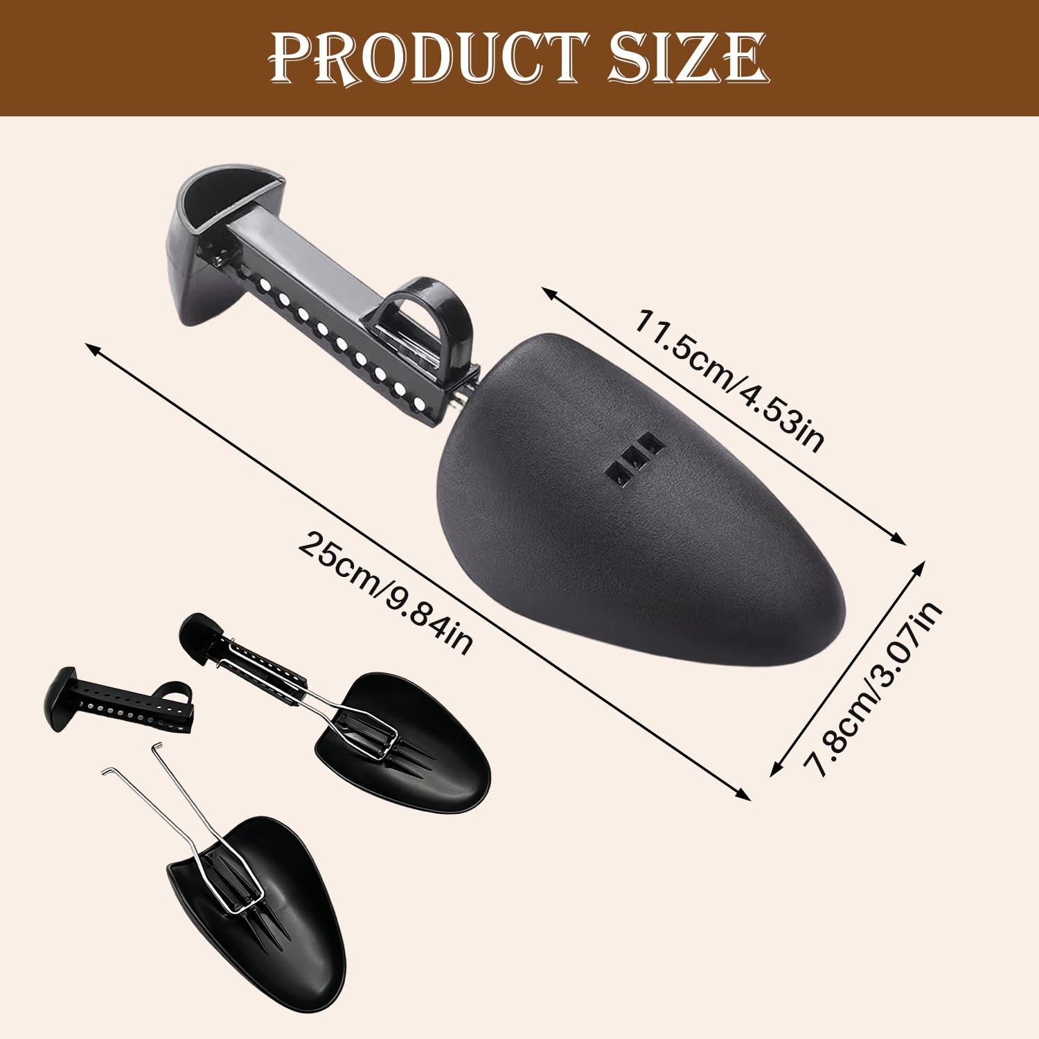 2 Pares de Hormas para Zapatos, Ensanchador de Zapatos Ajustable de 25 cm A 30 cm, Soporte Moldeador de Zapatillas de Deporte de Plástico de Hierro Negro, Soporte para Botas para Hombres y Mujeres