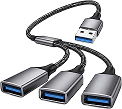 USB Splitter 1 to 3 USB Y Cable 1 Male to 3 Female for Power and Data Transmission, OTG Adapter 2.0 for Mac, Car, PS4, Laptop etc