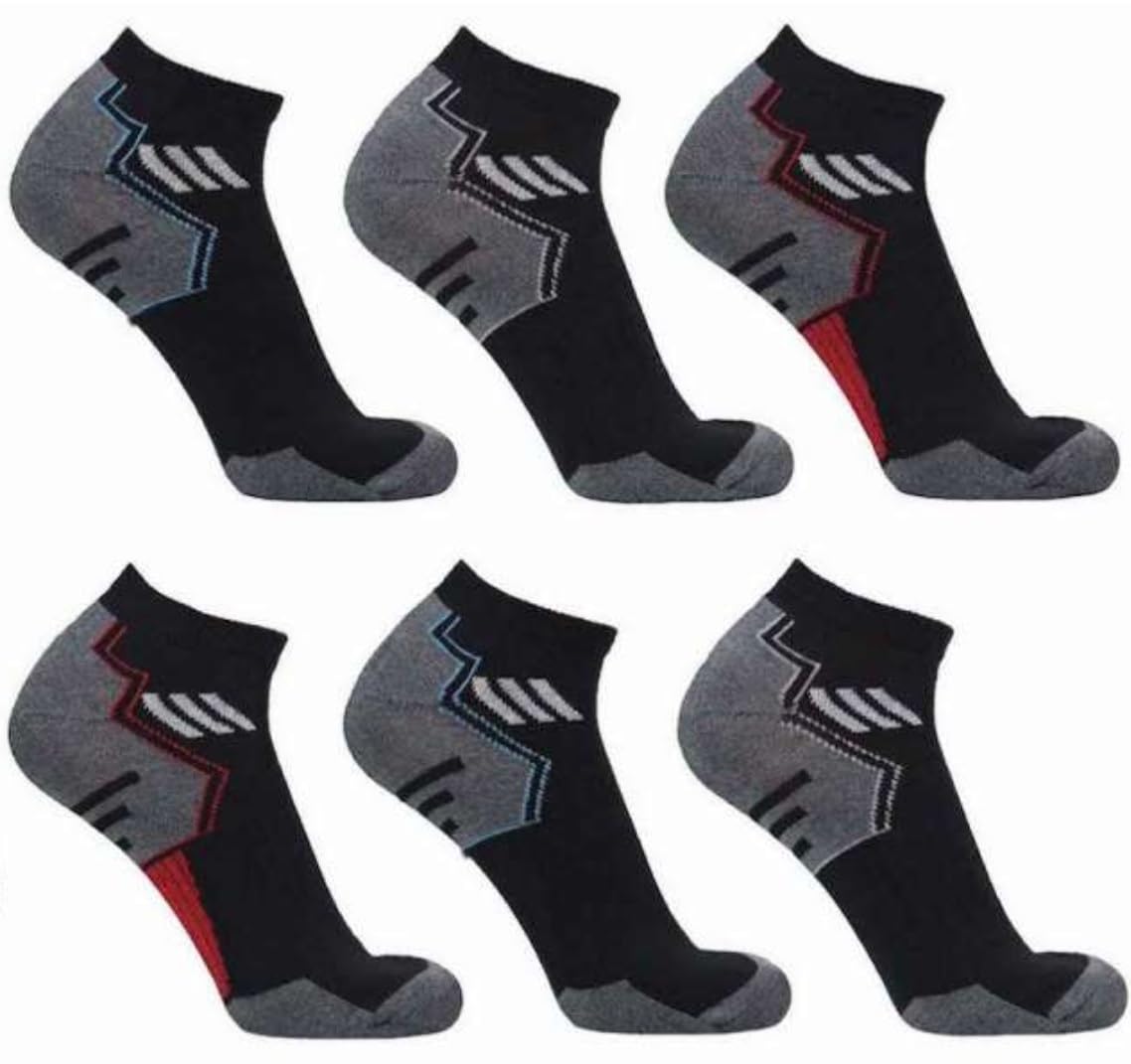 Onlybee Men's Design 2 (Black) 6 Pairs Of Trainer Socks - Uk 6 To 11 (Uk, Numeric, 6, 11, Regular, Regular, )