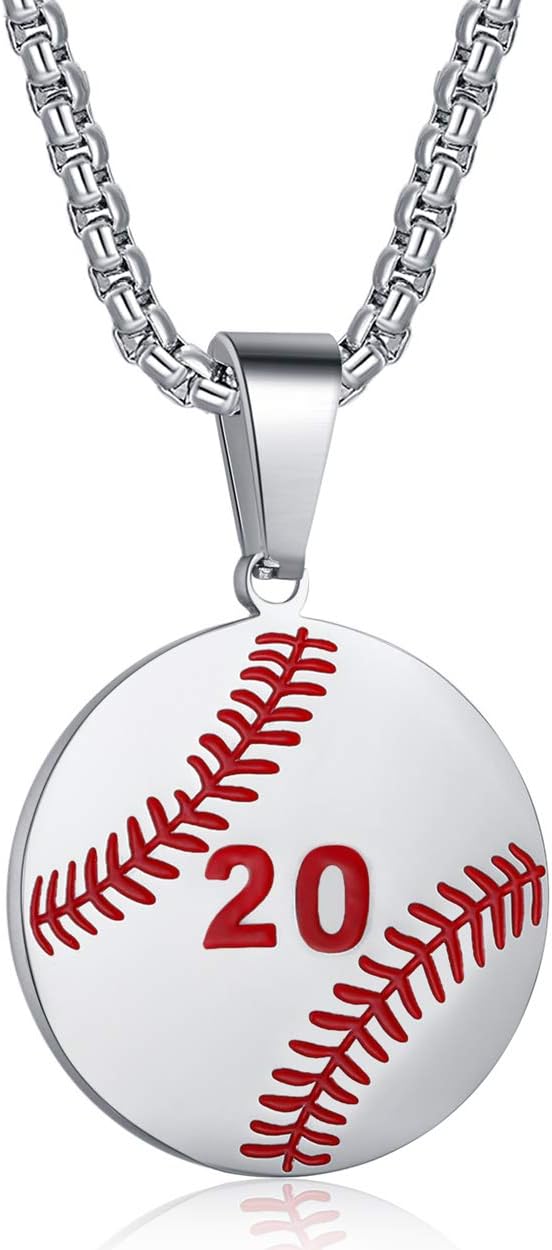 Rehoboth Baseball Athletes Jersey Number 0-99 Cross Pendant Necklace for Boys Girls Women Men 24 Inch (22"+2" Adjustable) Stainless Steel Chain Philippians 4:13 on Back I CAN DO All Things