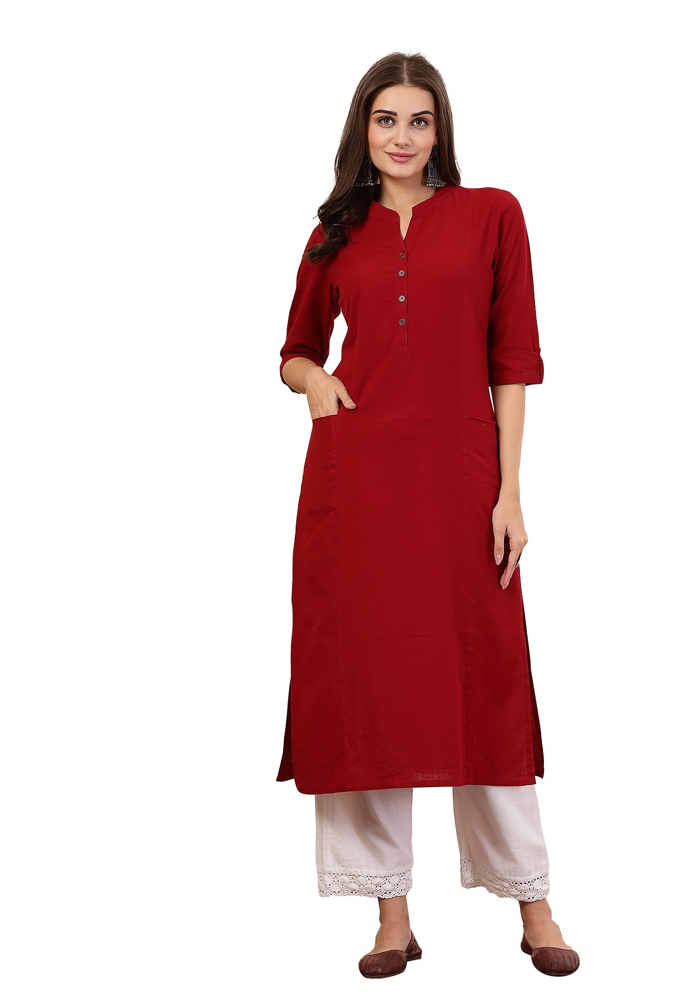 Pistaa's Women's Cotton Straight Fit Straight Kurta