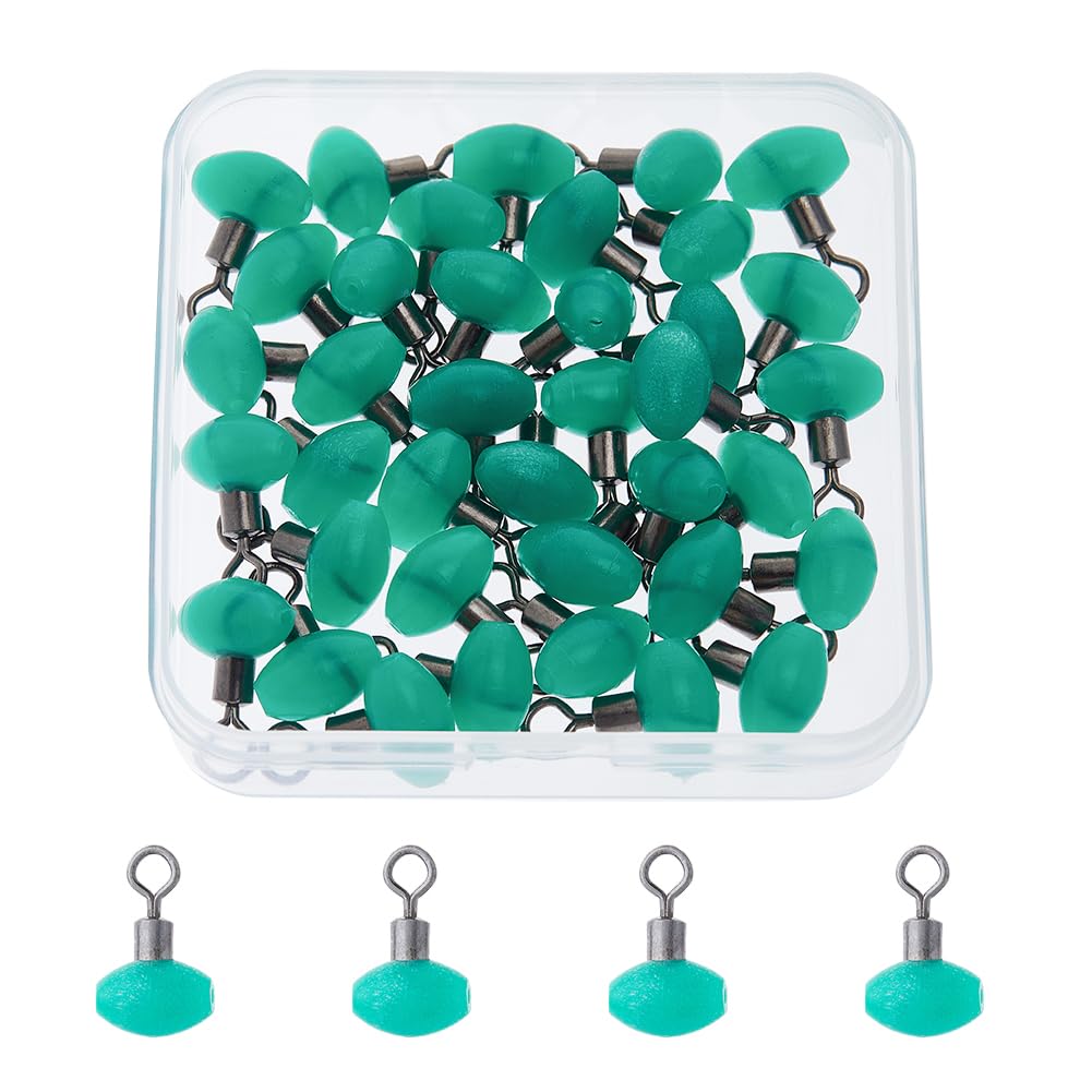 SUPERFINDINGS 50PCS Green Fishing Rolling Swivel 1.85x1.2cm Slide Rig Rolling Swivels Plastic Fishing Swivels Cross Line Pulley Line Connectors Fishing Tackle Running Slider Bead Swivel
