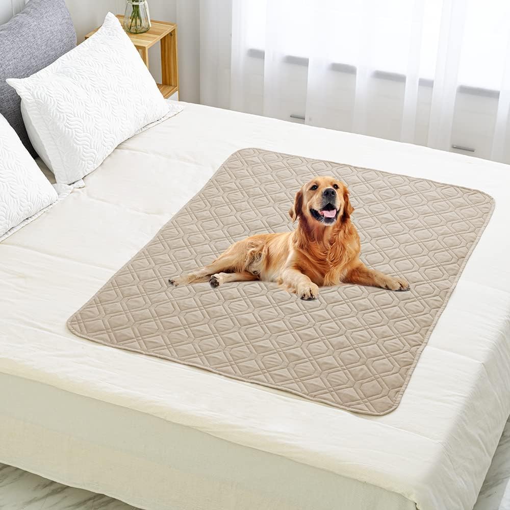 GYURO 100% waterdichte hondendeken, aan beide zijden verkrijgbaar, zacht, voor grote en kleine honden, bescherming voor bank, bed en auto, wasbaar in de wasmachine (kaki, 102 x 150 cm