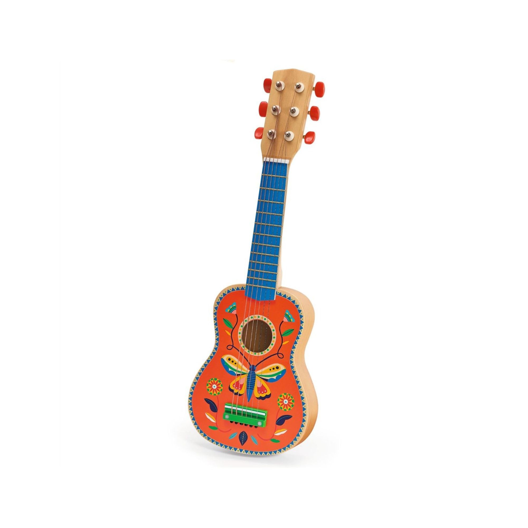 Djeco Chitarra giocattolo 6 corde metalliche piccole FSC 100% musica