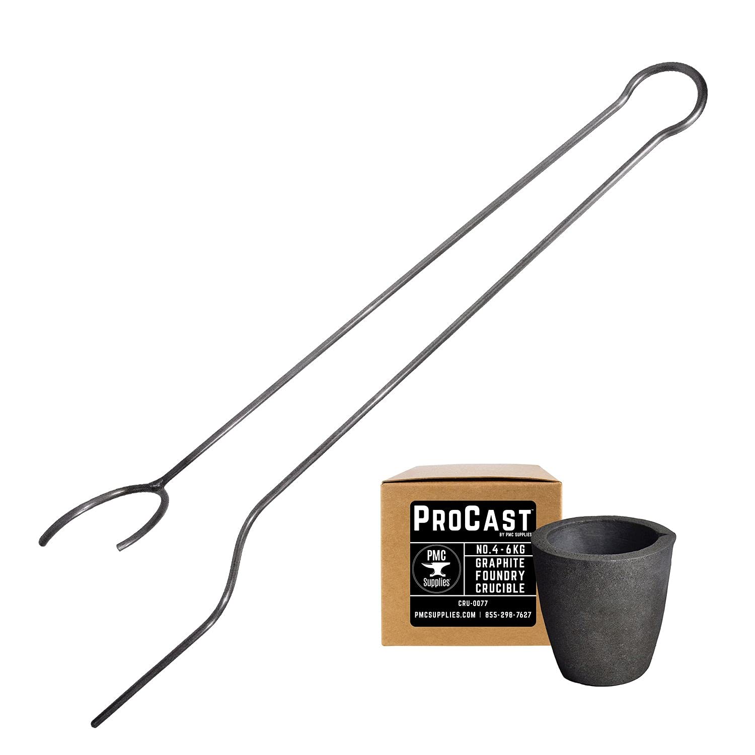 ProCast #4 6Kg Crucible Tongs - 51" Heavy Duty Steel Pouring Tongs For Foundry