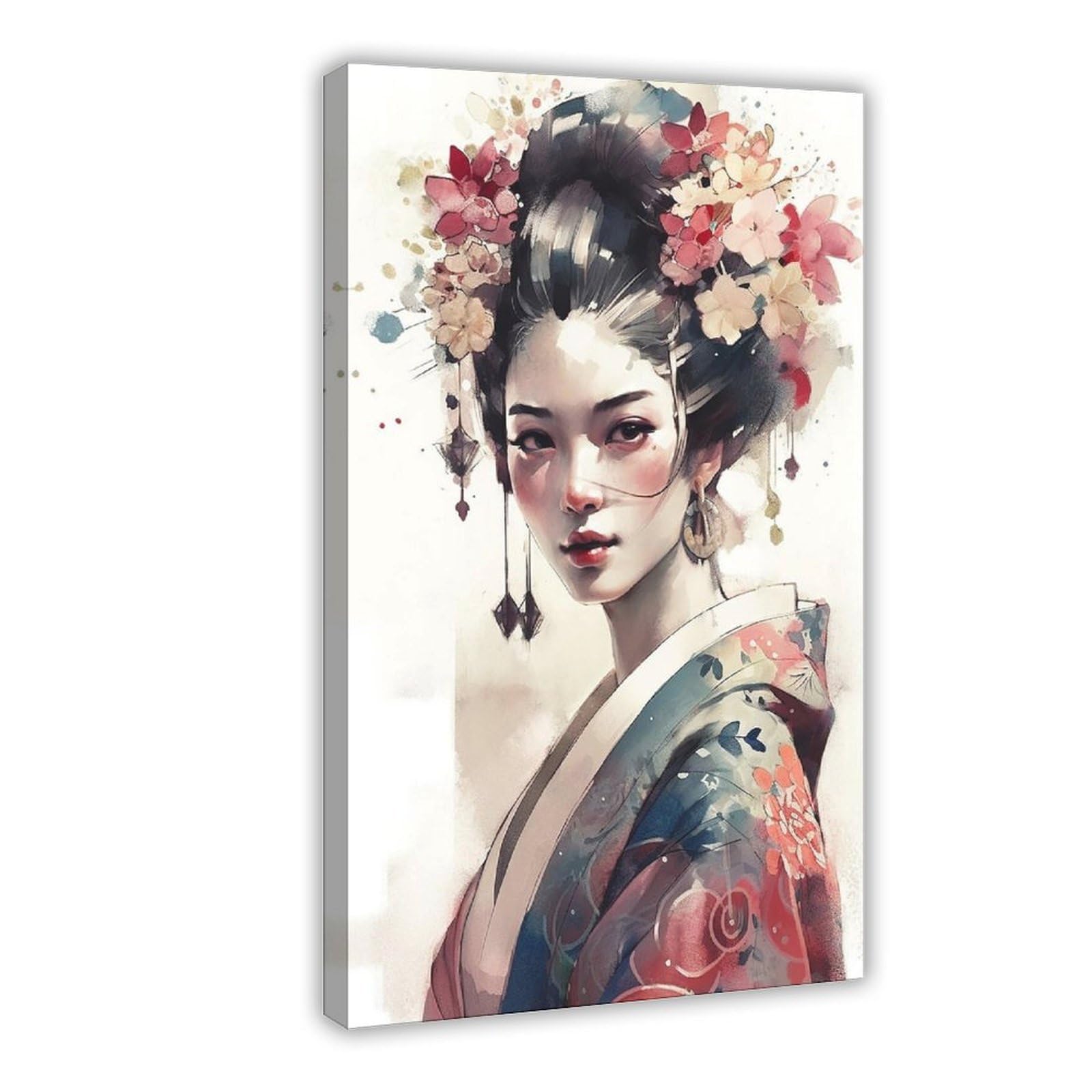 QNVJQKDSI Japanese Geisha Art (5) Canvas Poster Wall Art Decor Print Picture Paintings for Living Room Bedroom Decoration 20" L X 30" W