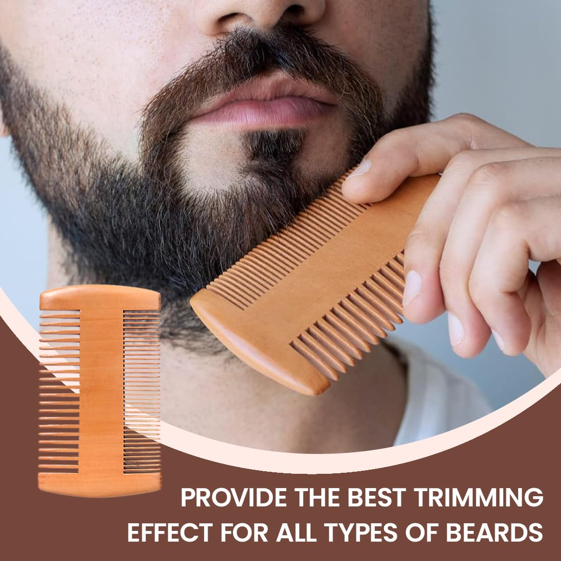 4 Pezzi Set di Accessori per Barba:Spazzola Barba,Pettine di legno Massiccio,Forbici + Sacchetto di Stoffa,Adatto all'Aperto,Viaggi, Regali per Uomini