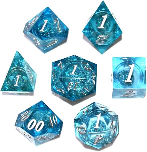 Miniatura 4 de Sharp DND Dice Set Polyhedral Black and Gold Resin Dice Sets Sharp Edge Dice Roleplaying Games Shadowrun Pathfinder MTG