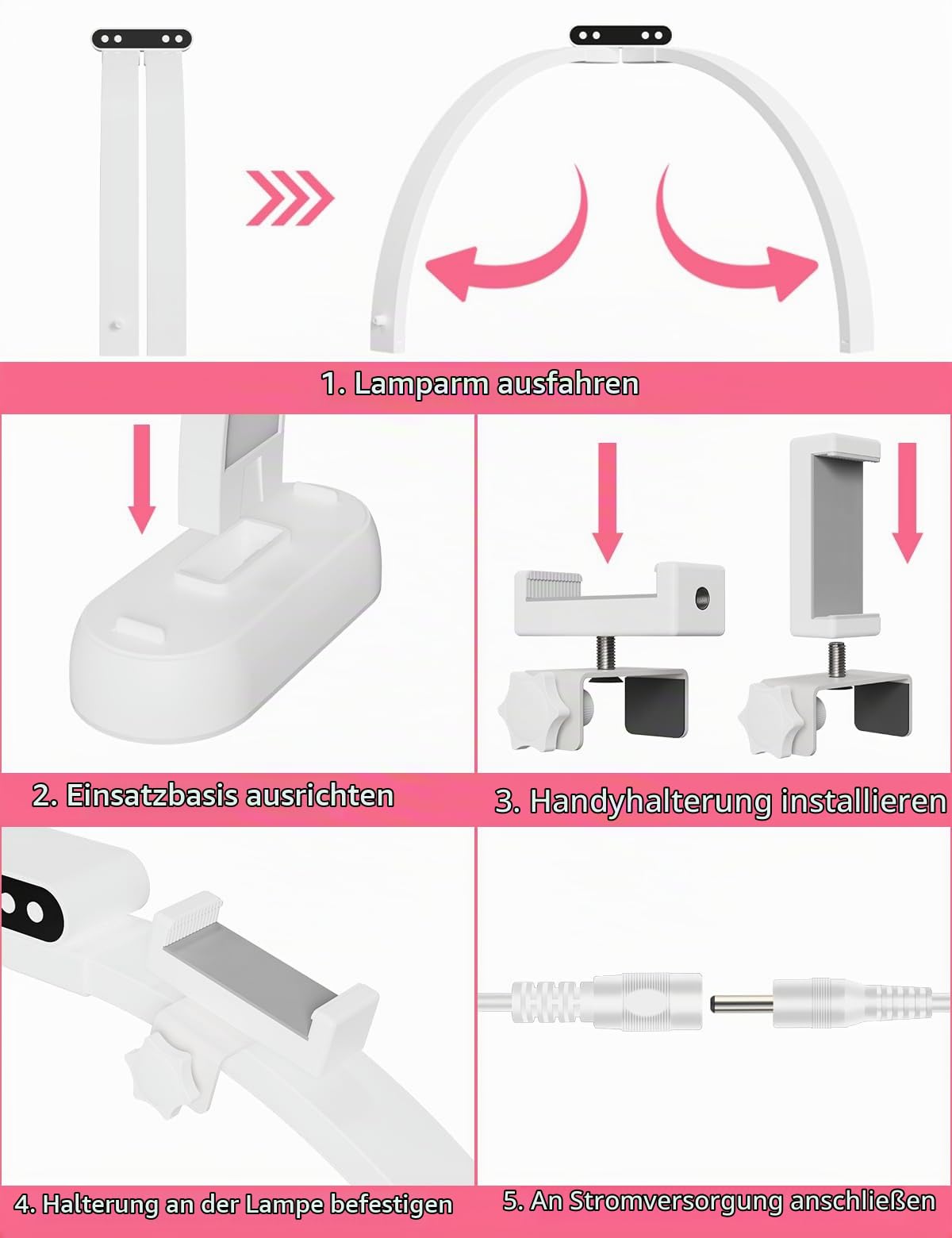 LANMOU Halbmond Lampe für Nägel 73cm, 35W Nageltischlampe Dimmbar