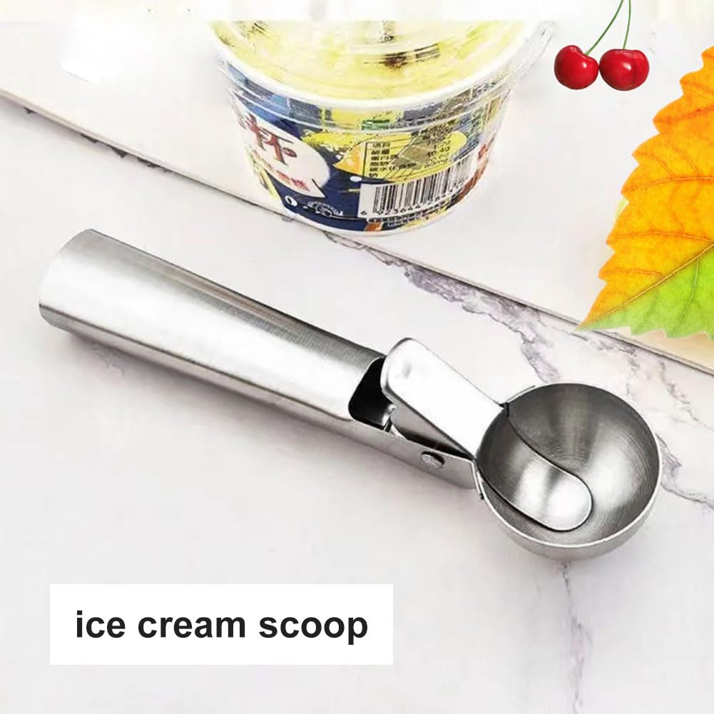 Porzionatore per Gelato 4.8cm,Cucchiaio Porzionatore Paletta,Cucchiaio per Gelato in Acciaio Inox,Con 18cm Bastoncini per Cocktail,Per Palla Gelato,Polpette Di Carne,Palla Melone,Cottura
