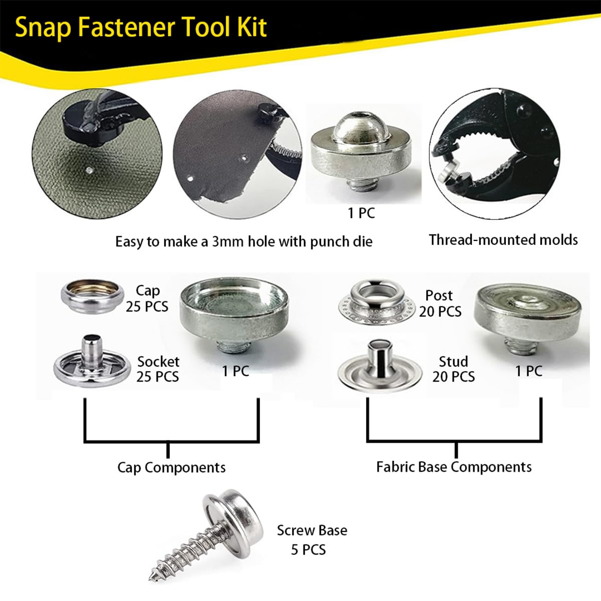 Snap Bottom Component What Are The Parts Of A Heavy Duty Snap 150Pcs 10mm Stainless Steel