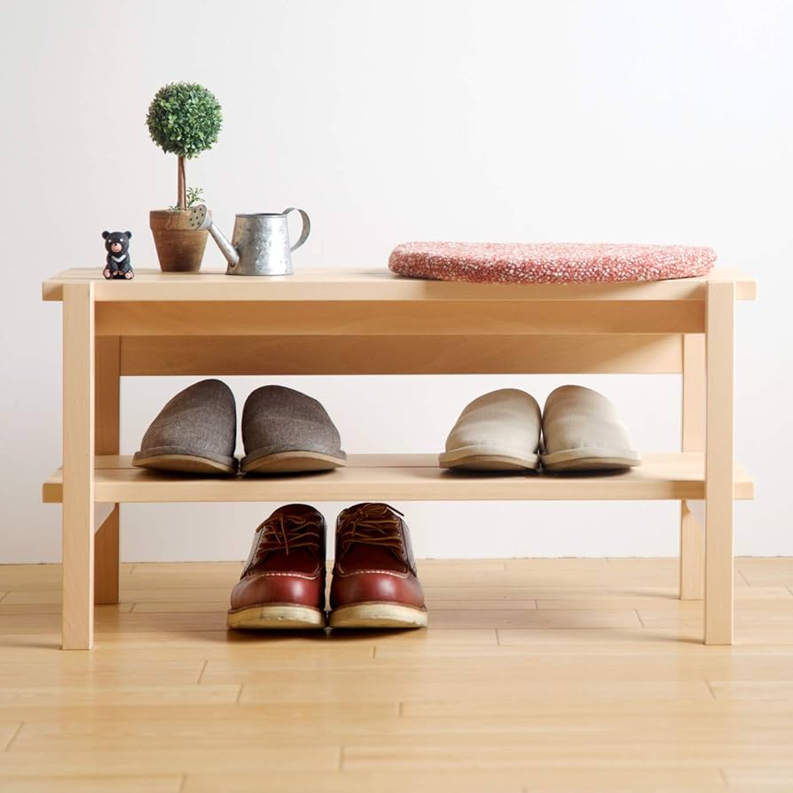 Amazon.co.jp: 木製 ベンチ シェルフ 玄関 収納 玄関収納ラック