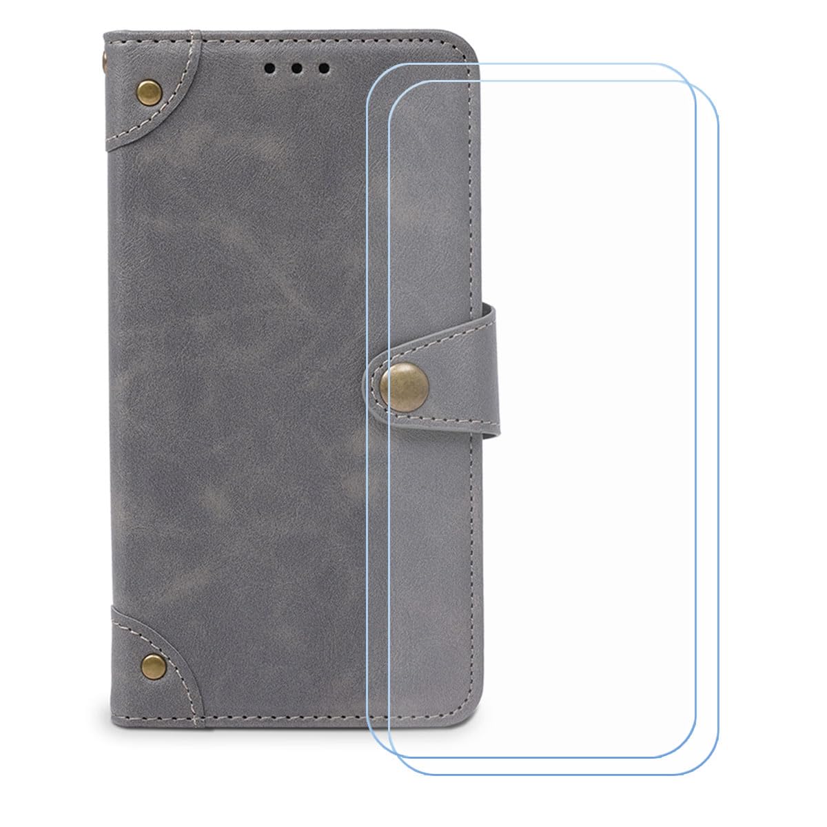 BMPNLSZ Cover Flip per Ulefone Note 18 Ultra + [4 Pezzi] Vetro Temperato, HD Pellicola proteggi schermo - Pieghevole Portafoglio Custodia in pelle Borsa Slot Copertura (6,78) - Marrone-HZFM