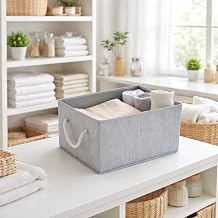 Collapsible Fabric Storage Bins Organizer with Handles, Sturdy, Gray, 14.7 x 10.24 x 8.27 inches, Pack of 2