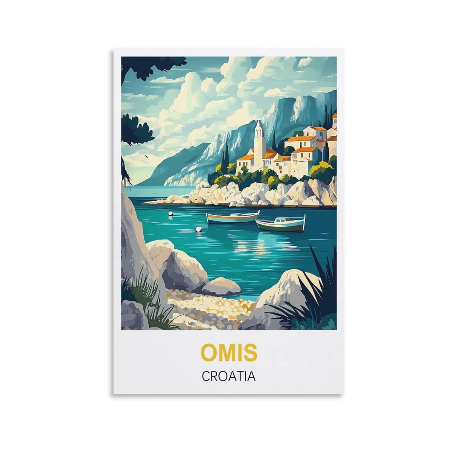 EZMLFA Diamond Art Kits Adults,Omis Croatia,5D Dimond Picture, Crystal Gem Art Crafts for Boys Girls, DIY Mosaic Creations Set for Home Decor 50x60cm