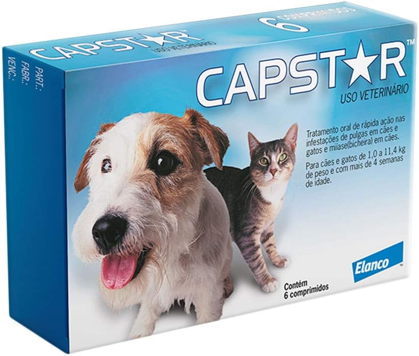 Capstar 11,4mg para Cães e Gatos de 1,0 a 11,4kg com 6 Comprimidos