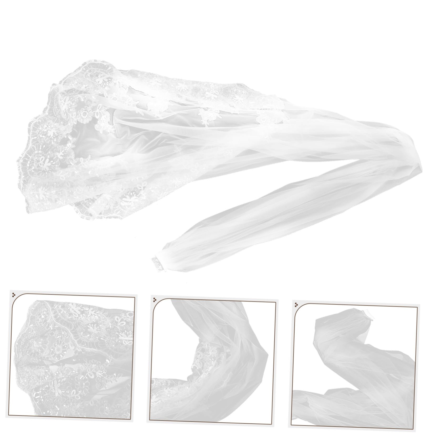 LIFKOME Sposa in Pizzo con Pettine, Bianco, Lunghezza Cappella