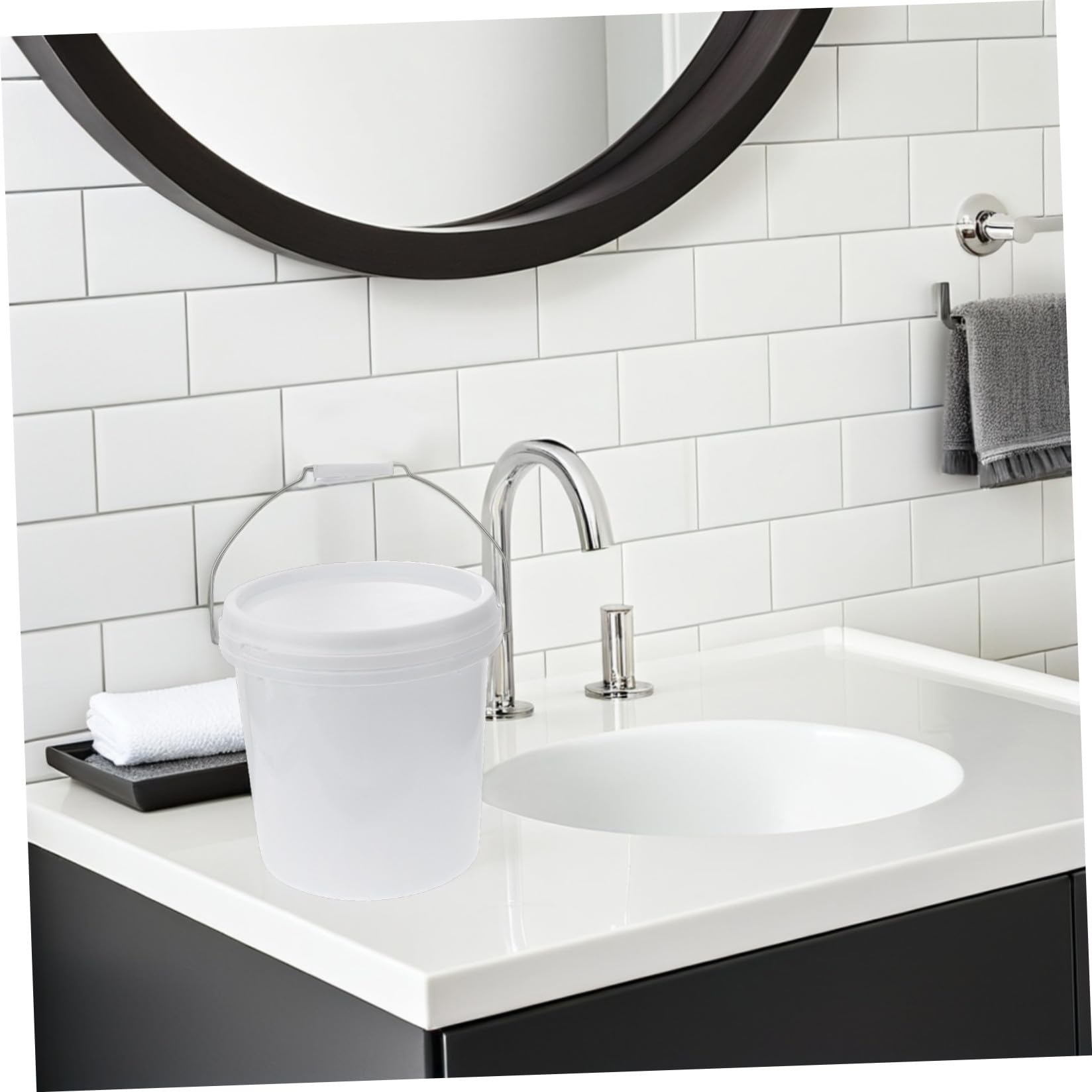 Secchio di Vernice in Plastica con Coperchio e Manico 5l Bianco