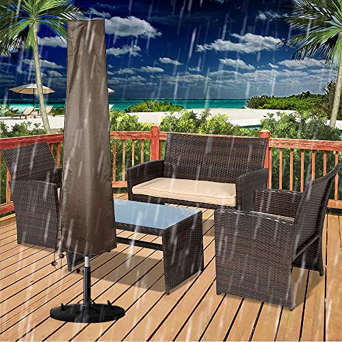 Gartree Patio Umbrella Cover, Waterproof Outdoor Umbrella Cover For 9-11 Feet Umbrellas, With Zipper, Cinch, Buckle, And A Rod, 420D Oxford Fabric, Brown #TOP7