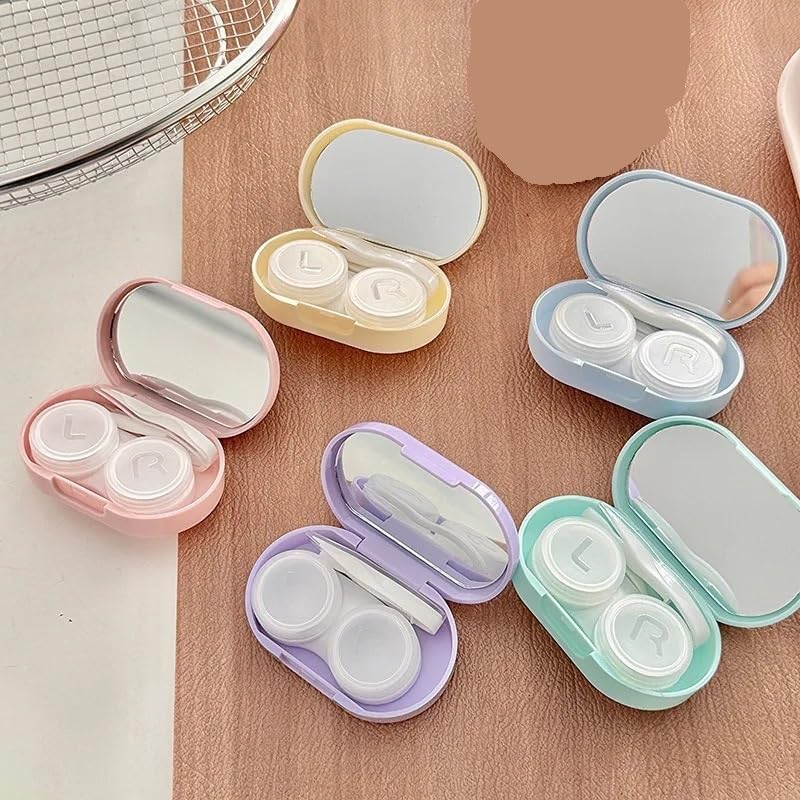 Dog Contact Lens Box Portable DIY Contact Lens Companion Care Box Candy Colored Contact Lens Case with Mirror and