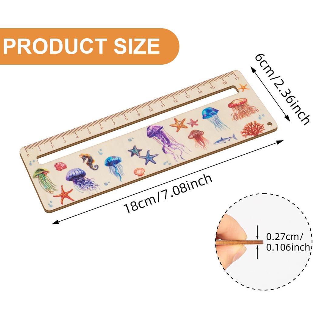 JEYORZY Righello per Lettura Bambini 18 cm Legno Strumento Assistenza Lettura Personalizzato Regali Ingresso Medusa