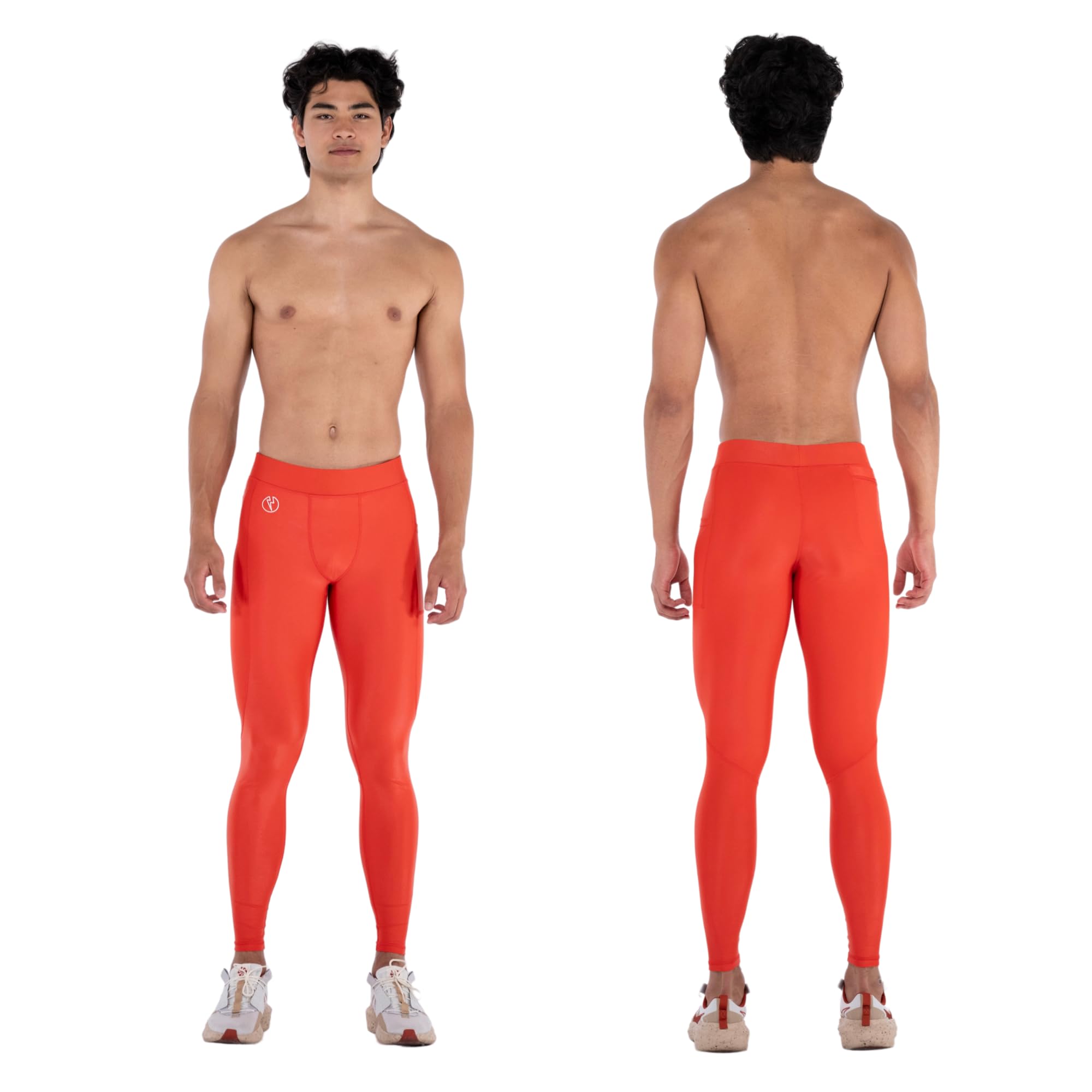 Kapow Meggings: Glänzende, Lange Herren Performance Leggings mit Kompression für Sport wie Fitness, Laufen, Basketball, Fußball, inklusive Taschen