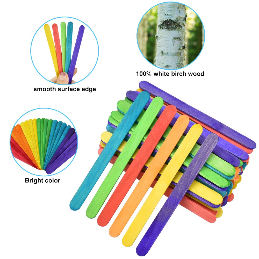 1000 Bastoncini Colorati Per Ghiaccioli In Legno Di Betulla 15,2 Cm - 6 Colori Per Fai Da Te E Scuola