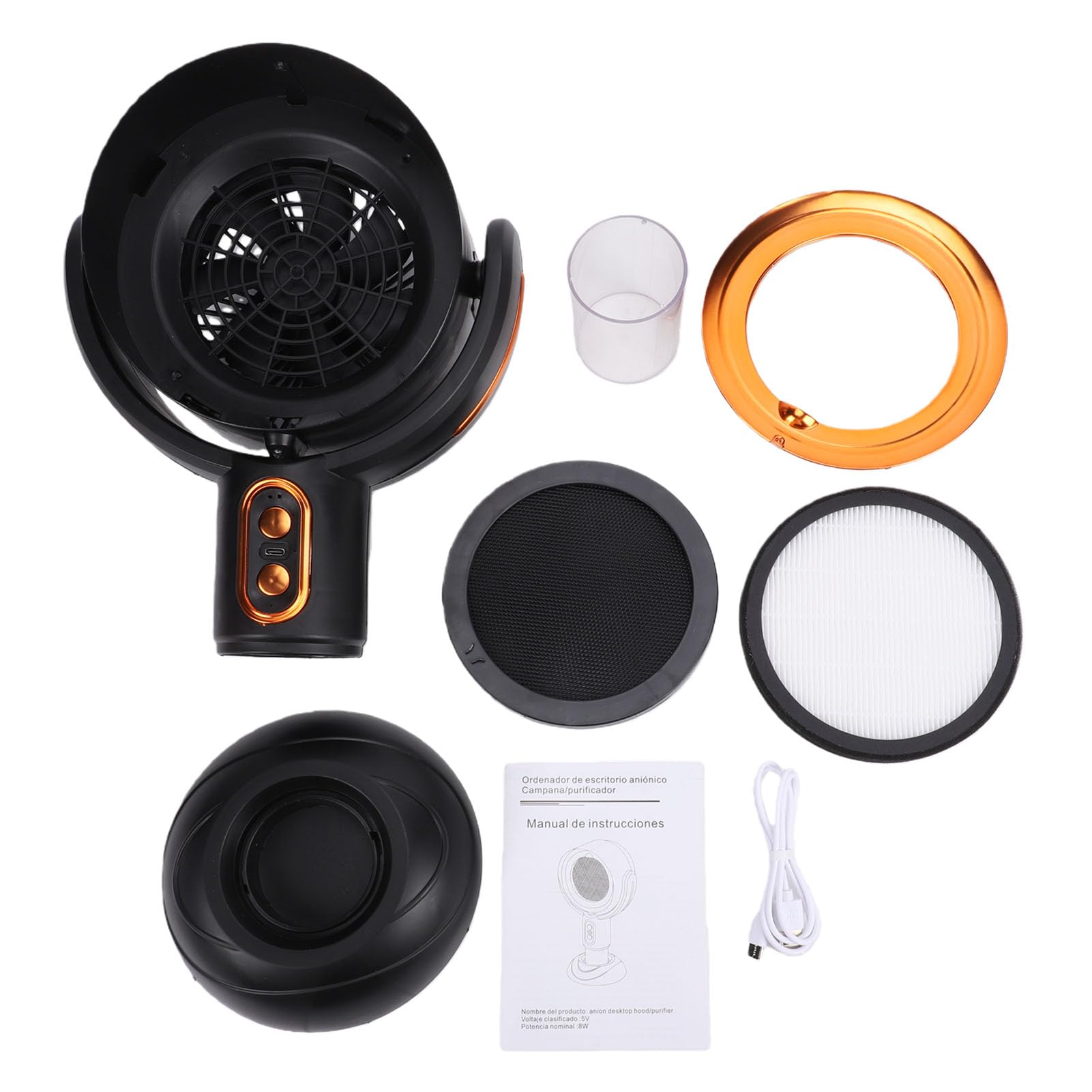 Ventilatore per Fumo Ricaricabile USB, Purificatore da Tavolo con