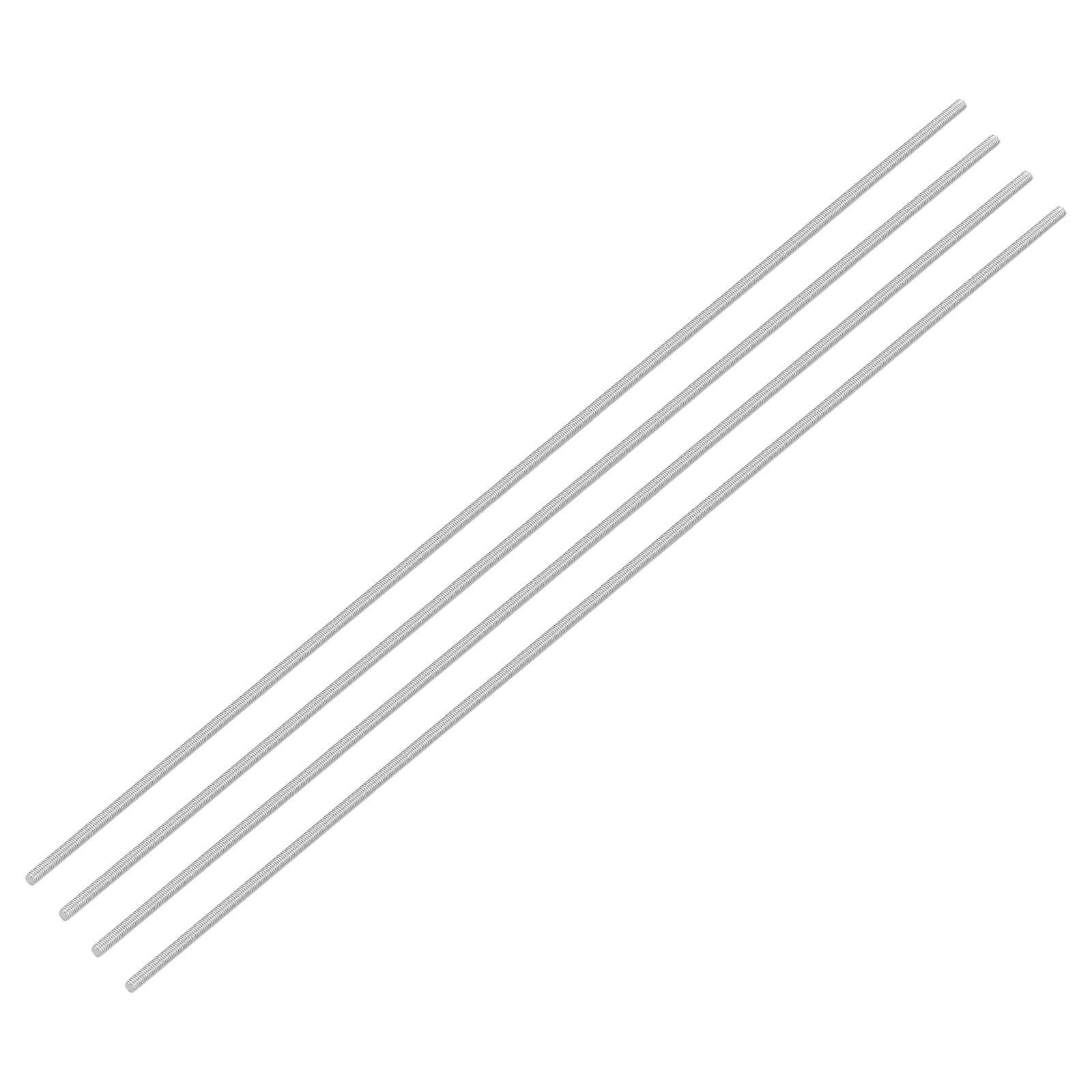 uxcell 4Pcs Fully Threaded Rod, M3 x 400mm 304 Stainless Steel Right Hand Thread Bar Studs M3-0.5 Thread Pitch for Furniture Machinery Assembly