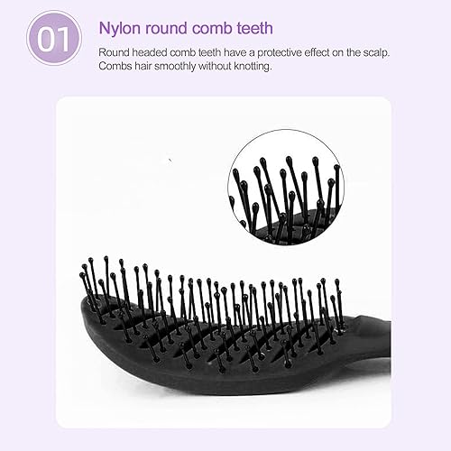 Miniatura 4 de Cepillo curvo ventilado, cepillo profesional curvado para el cabello, cepillo de masaje desenredante de cabello de secado rápido, cepillo