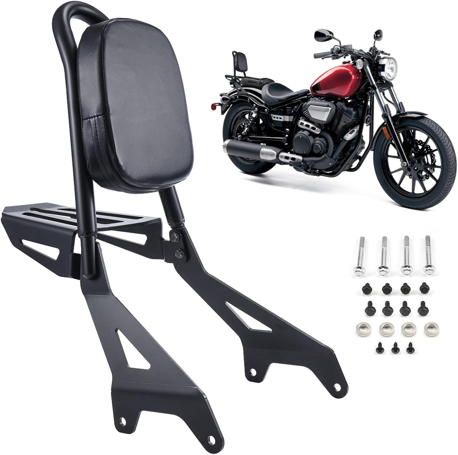 Motorcycle Rear Sissy Bar Backrest with Luggage Rack, Detachable Backrest Passenger Seat Fit for Yamaha Bolt XV950 XVS950 2013-2022