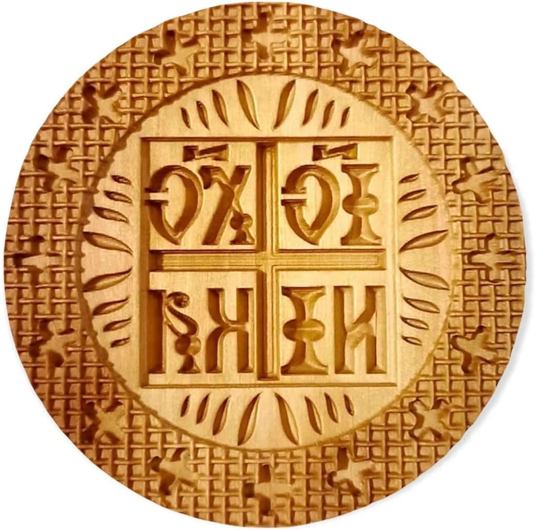 Wooden Stamp For Holy Bread Orthodox Liturgy. Traditional Prosphora. Cookie Cutters Stamps. Bakeware Baking Forms. Prosfora Pan Seal. Cookies Biscuit Cutter NIKA, НИКА (⌀ 1.57-7.87 inches / 40-200 mm)