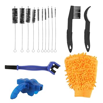 Bike Chain Cleaning Brush Tool, Bicycle Chain Washer, 15 Piece Set, Kit, Convenient, Comfortable Grip, Black Brush, Portable, for Home Cleaning(Black Brush)