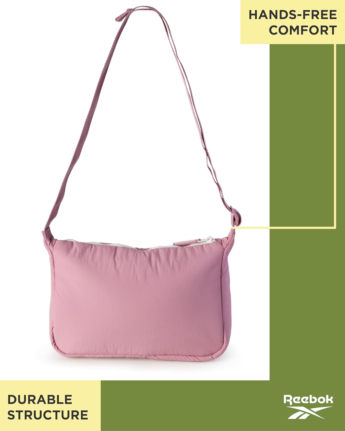 Reebok Crossbody Bags for Women - Lightweight Nylon Small Cross Body Bag Purse with Adjustable Strap for Casual Travel
