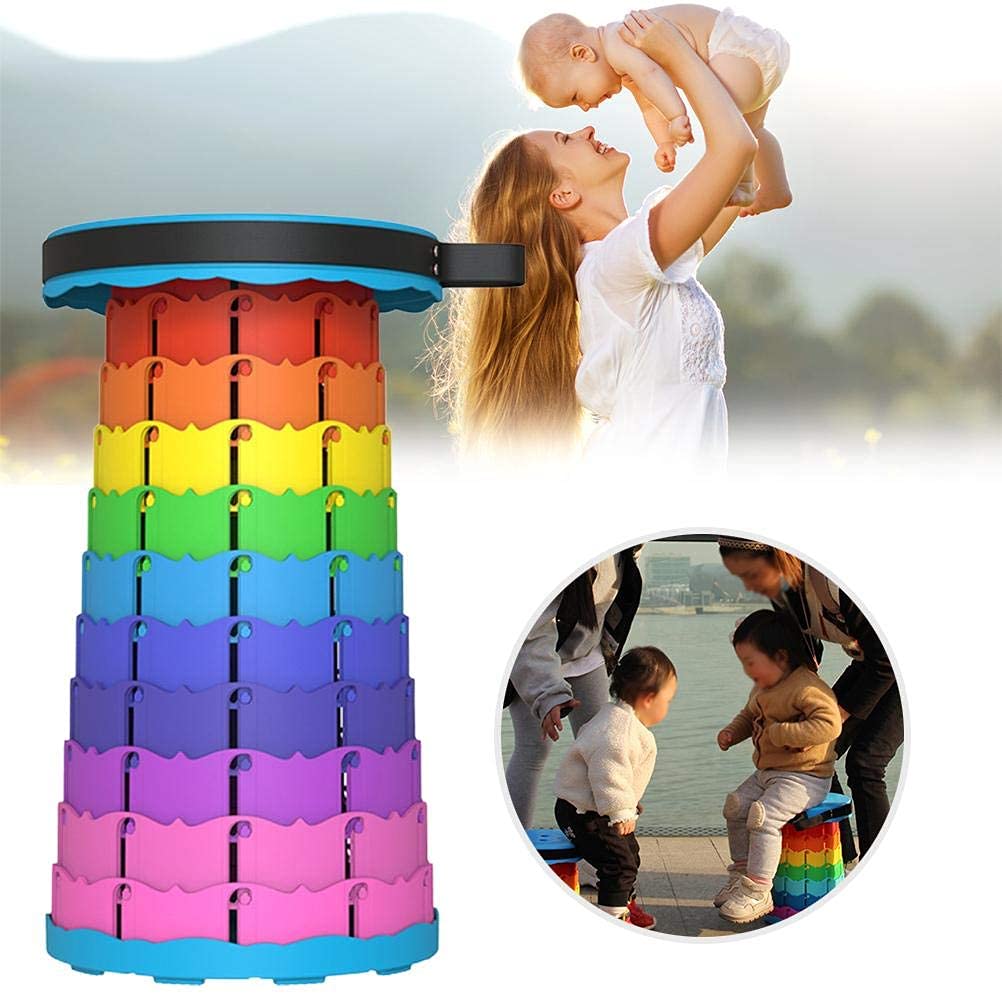 Sgabello Pieghevole Portatile Strizzacervelli Sgabello Telescopico Regolabile Sgabello Retrattile per Campeggio Pesca Sgabello Portatile Lounge Sgabello da Campeggio Sedile Sedia/Multi-Color