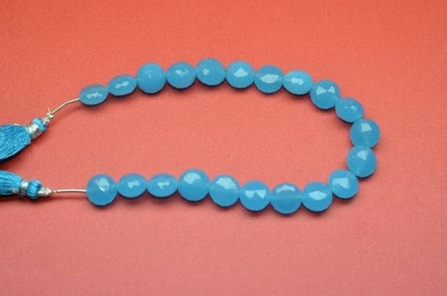 Perles quartz bleu suisse 10mm briolettes régulières sans défaut de taille