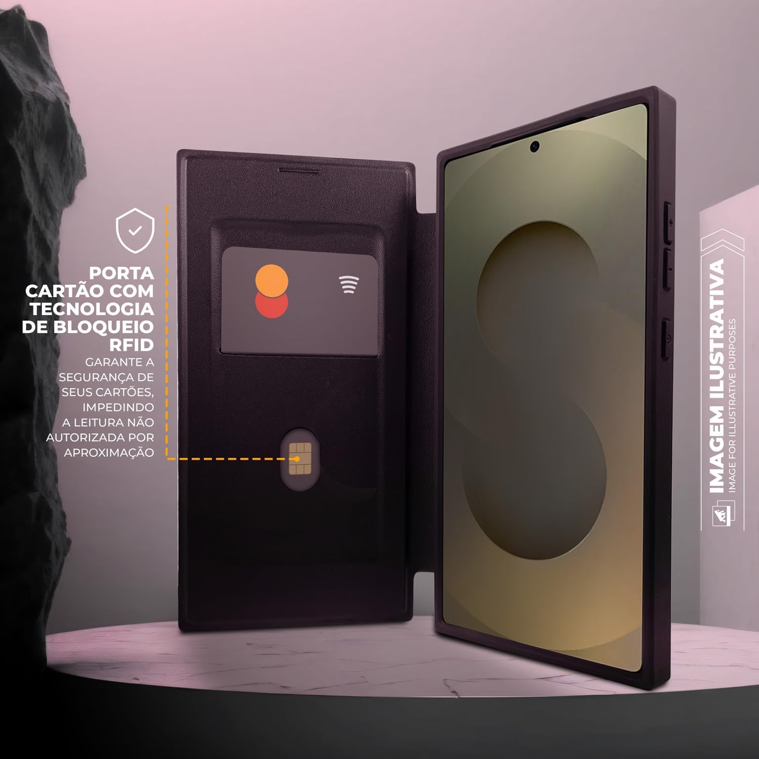Gshield Capa Case Capinha Carteira Dual com Slot para Cartão, Proteção RFID e Fecho Magnético, Frente e Verso para Samsung (Preta, S25 Ultra)