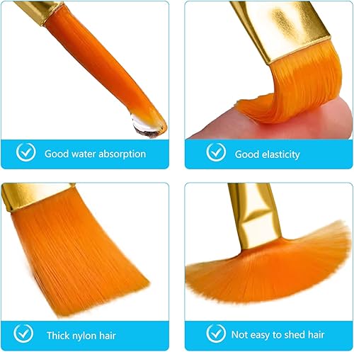 Miniatura 7 de Pinceles de pintura, juego de pinceles para pintura acrílica, 20 piezas de madera maciza Handel Oil Acuarela pinceles con cepillos de pelo de nailon