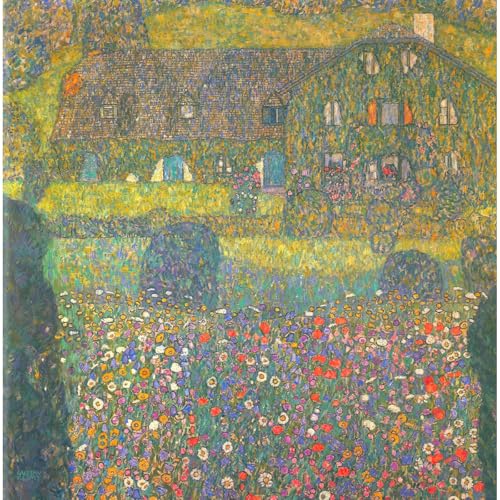 Toile Klimt Maison à Attersee art decoratif de salon grand format 127cm
