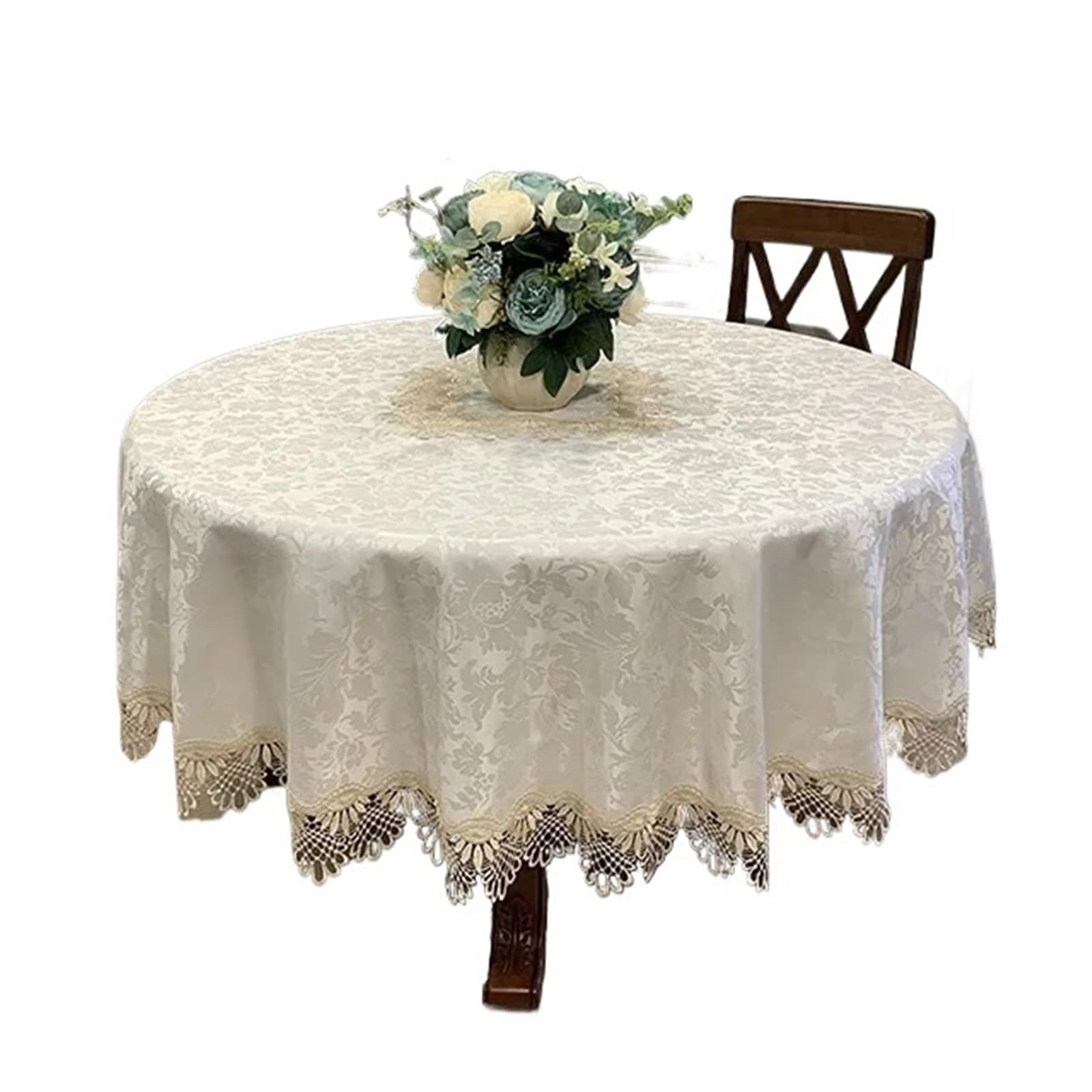 SHENJMAI Vintage Lace Table Table Cloth Round Tablecloth Lace Dining Cover Embroidered Home Mat Decoration(Color5,Diameter 175cm Round)