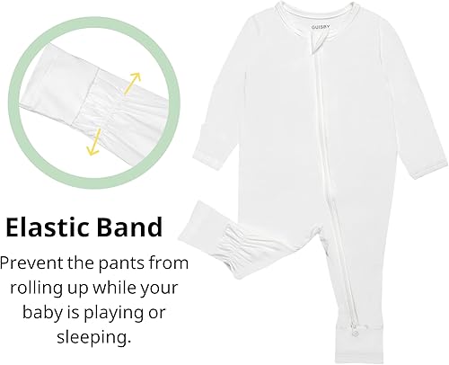 Miniatura 4 de GUISBY Pijamas para Bebé con Puños de Mitones - 3 Piezas Niñas Niños Cremallera de 2 Vías Manga Larga Rayón Pijamas