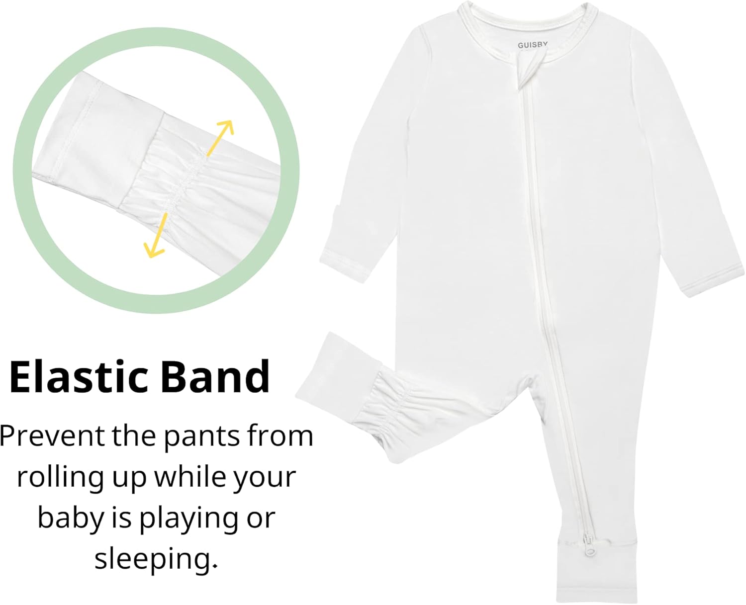 GUISBY Bamboo Baby Pajamas with Mitten Cuffs - 3Pcs Girls Boys 2 Way Zipper Long Sleeve Sleepers: Clothing, Shoes & Jewelry