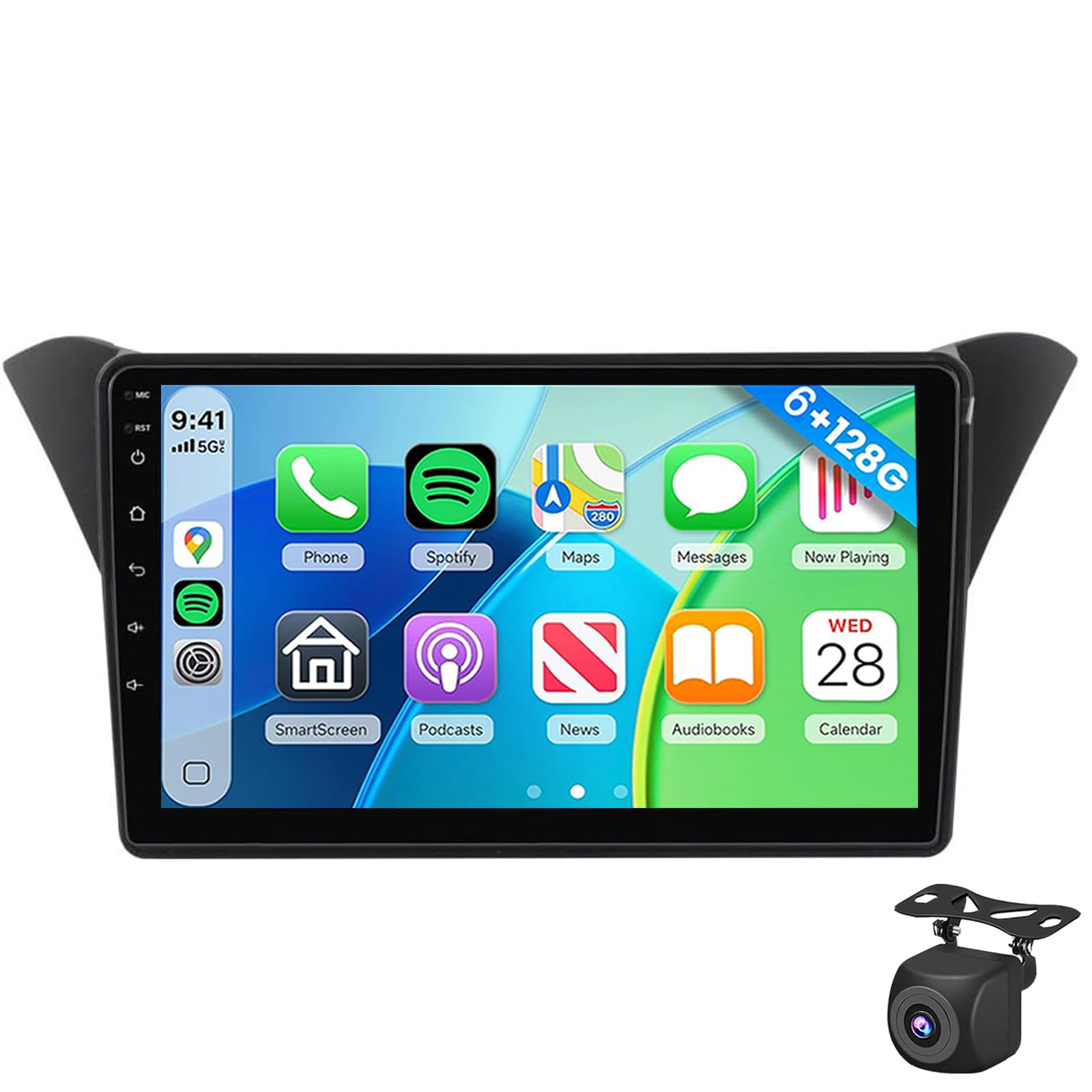 9-calowy Ekran CarPlay Do Samochodu Radio Samochodowe Do Hyundai Genesis 2012-2016 Bezprzewodowy CarPlay Android Auto Ekran Dotykowy Bluetooth FM Obsługa Mirror Link GPS Kamera Cofa(Color:WIFI 2G+32G)
