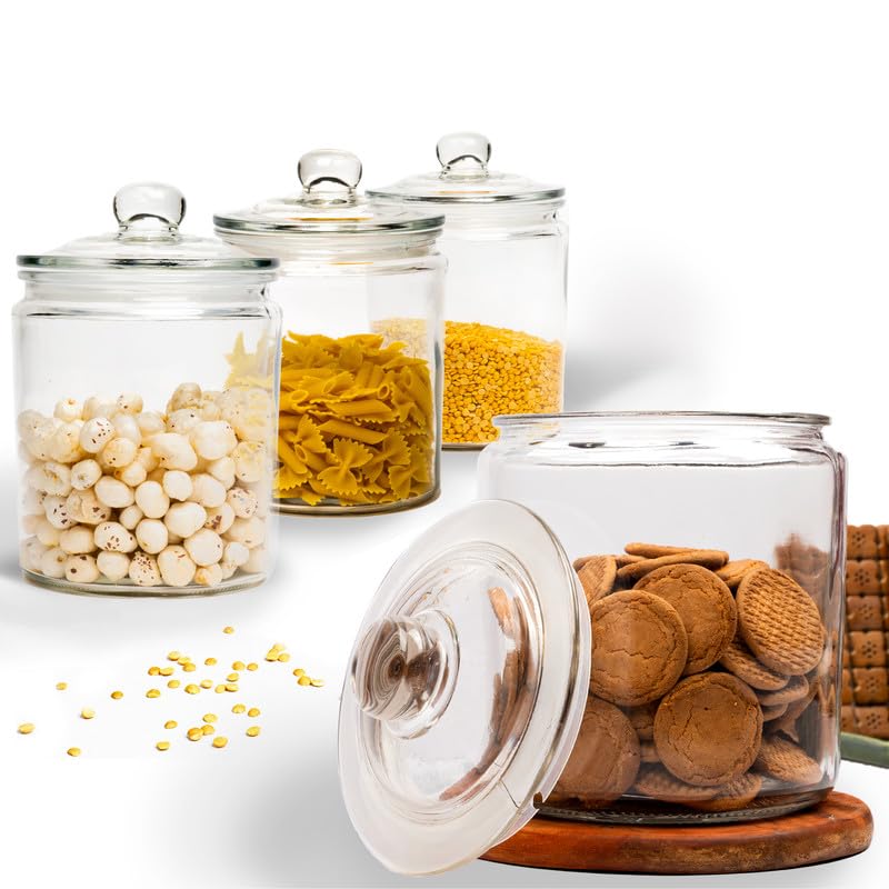 Anko 1.9L Clear Glass Jar for Kitchen Storage | Set of 4 | Airtight Container Set for Kitchen with Glass Lid | Kitchen Storage Container Set for Flour, Snacks, Cereal & Pulses (B0CJ9NCPRT) Amazon Price History, Amazon Price Tracker
