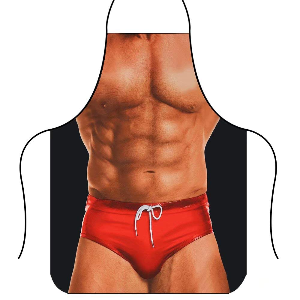 Joy box Muscular Man Fun Creative Apron, Waterproof Apron for Men and Women Cooking Kitchen Barbecue Apron, Baking, Gardening Apron Funny Apron Macho Man